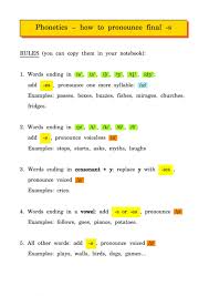 Phonics is a method of teaching to read when each letter is pronounced as in the alphabet. Phonetics Pronunciation Of Final S Worksheet
