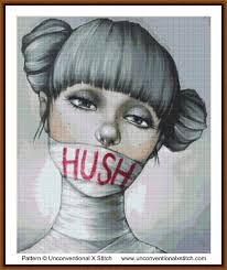Hush cross stitch pattern