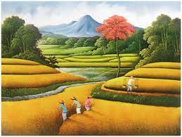 Keindahan alam sekitar tempat tinggal biasanya menjadi referensi pembuatan lukisan beraliran ini. Gambar Lukisan Keindahan Alam Indonesia Pedro Gambar