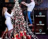 KNONEW Outdoor Christmas Decorations Waterfall Star Lights,344 LED 8 Modes  Tree Light,Plug in Clear Wire Waterproof Seasonal Lighting Decor for Xmas  ...