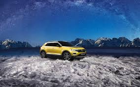 Download Wallpapers Volkswagen T Roc 2018 Exterior Crossover New Yellow T Roc Glacier Sunset Evening German Cars 4motion Volkswagen For Desktop Free Pictures For Desktop Free