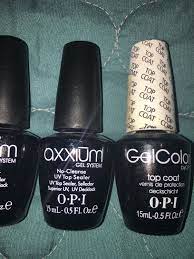 Opi Gelcolor Top Coat On The Right Axxium No Cleanse Uv Top Sealer On The Left Gel Color Opi Gelcolor Nail Polish