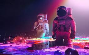 Download this premium photo about astronaut and neon light background, and discover more than 9 million professional stock photos on freepik. Hd Wallpaper Neon Astronauts Men Two People Indoors Futuristic Real People Wallpaper Flare