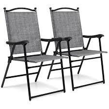 Best Choice Products Set Of 2 Outdoor Mesh Fabric Folding Sling Back Chairs For Backyard Picnics Beach Gray Walmart Com Stacking Patio Chairs Lawn Chairs Diy Garden Furniture