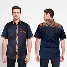 Modern, kantor, lengan panjang & pendek, kombinasi kain polos, pesta pernikahan, gemuk, terbaru. Baju Atasan Pria Polos Kombinasi Batik Darwis Elevenia