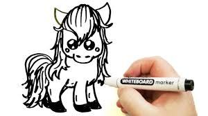 How To Draw A Cute Kawaii Horse Easy Drawing On A Whiteboard In 2020 Easy Drawings Drawings Kawaii