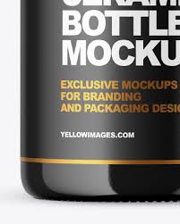 Glossy Ceramic Bottle With Wax Mockup In Bottle Mockups On Yellow Images Object Mockups