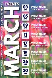 March Spring Event Schedule Calendar Template In 2020 Event Schedule Calendar Template Event Flyer Templates