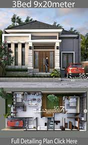 3 Bedrooms Home Design Plan 9x20m Home Design With Plansearch Modernhomedesigns Modern Small House Design Home Design Plan House Front Design