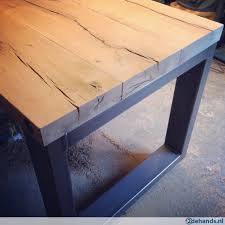 industriele tafel grote robuuste eettafel rvs eiken balken industriele tafel houten tafel tafels