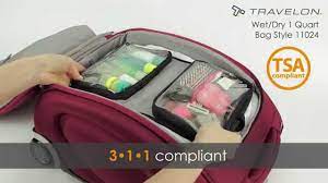Item # 94692 model # 75686300. Travelon Wet Dry 1 Quart Bag With Plastic Bottles Style 11024 Youtube