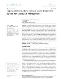 Pdf Tapentadol Immediate Release A New Treatment Option For Acute Pain Management