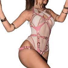 Sexy rosa Strumpfgürtel PU-Ledergeschirr Damen Brustknechtschaft  Ganzkörperkäfig Gothic Dessous Oberschenkel Fetisch Tragen (Color : 14,  Size : M) : Amazon.de: Drogerie & Körperpflege