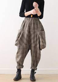 Check spelling or type a new query. 19 Original Design Literary Loose Knitted Brown Plaid Harem Pants Soolinen