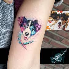 Ozel Tasarim Art Dog Doglover Minimaltattoo Blue Watercolor Watercolortattoo Dogtattoo Portrait Happy Colo Minimal Tattoo Tattoos Watercolor Tattoo