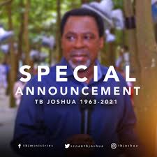 The synagogue, church of all nations (scoan) having branches in nigeria, ghana, london, greece and many other parts of the world. Tb Joshua Ministries Special Announcement Good Morning And Win Today Dear Scoan And Emmanuel Tv Family All Over The World We Appreciate Your Continued Prayers Love And Support We Know You
