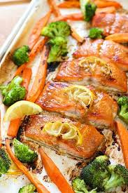 Honey Glazed Salmon Sheet Pan Dinner Sheet Pan Dinners Sheet Pan Recipes Honey Glazed Salmon