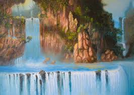 Jungle Waterfalls Art Cool Paintings Artist Painting