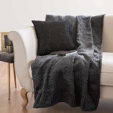 Plaid Gris Anthracite A Motifs 150x200 Douxeast Side Maisons Du Monde