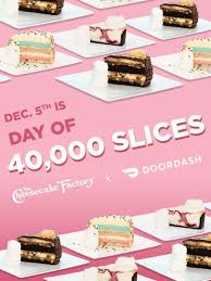 Free 40 000 Slices Of Cheesecake At The Cheesecake Factory 247moms Cheesecake Factory Cheesecake Slice