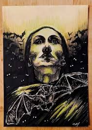 DRACULA'S DAUGHTER COUNTESS Marya Zaleska 1/1 Hand Drawn 5x7 Sketch by CJ  Morris $39.99