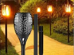 Christmas Gift Solar Garden Flame Torch Light Flicker Ip65 Waterproof Hanging Decorative Lamp Youtube