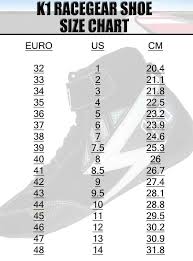 45 true racing shoe size chart