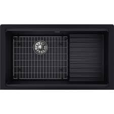 Elkay elu1317 13 x 17 undermount single kitchen bar prep stainless sink. Elkay Elxudb3620bgca0 Caviar Quartz Luxe 35 7 8 Undermount Single Basin Quartz Composite Kitchen Sink Plus Drainboard And Perfect Drain Faucetdirect Com