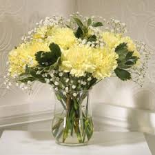 Beautiful, affordable and versatile, the carnation wedding package is one of our most popular wedding flower packages. Yellow Carnations And Baby Breath Pretty Yellow Wedding Flowers Yellow Carnations Carnation Bouquet