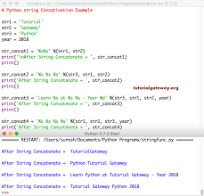 Python String Concatenation In python, concatenation is the operation of joining or linking two strings together. python string concatenation