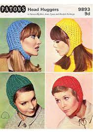 Pdf Vintage Ladies Hat Helmet Knitting Pattern 1960s Patons 9893 Head Huggers Bonnet Easy Cap Kitsch Mod Go Go Carnaby Street Groovy Hat Knitting Patterns Knitted Hats Knitting