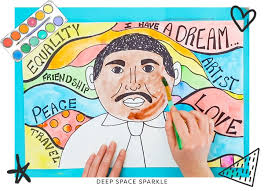 Would your kids like to have their art featured in our monday video? Martin Luther King Jr Portrait Art Project Deep Space Sparkle