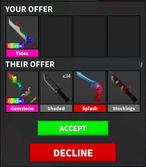 The blade and gems are the only parts which alternate in colors, and the rest of the weapon is golden in color. Mm2trader Hashtag On Twitter