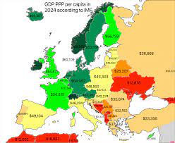 When calculating gdp per capita, purchasing power what if a basket of goods, plus housing, utilities, transport and health costs are four times as expensive in country a compared to b? Gdp Ppp Per Capita In 2024 Europe
