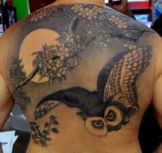 Back tattoos are pretty painful. Back Owl Moon Tattoo By Face Tattoo