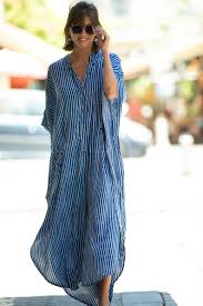 Blue White Striped Oversize Kaftan Dress Bohemian Hipster Buttoned Caftan With Pockets Summer Urban Vacation Hippie Plus Size Maxi Dress In 2020 Kaftan Dress Plus Size Maxi Dresses Stripe Outfits