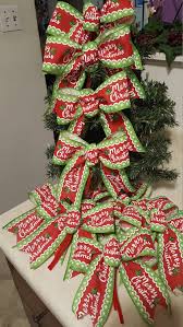 Christmas Tree Bows Set Of 10 Merry Christmas Bows Etsy Christmas Tree Bows Christmas Bows Christmas Tree Topper Bow