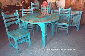 Picos Southwest Style Dining Set Tables Chairs China Cabinets Southwestern Dining Tables Painted Dining Table Modern Southwest Decor