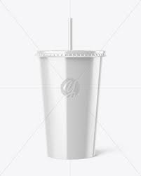 Glossy Plastic Soda Cup Mockup Front View Eye Level Shot In Cup Bowl Mockups On Yellow Images Object Mockups Soda Cup Mockup Free Psd Shot Cups