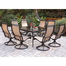 Hanover Monaco Aluminum 9 Piece Dining Set With 8 Swivel Rockers And Large 60 Inch Square Dining Table Square Dining Tables Patio Dining Outdoor Dining