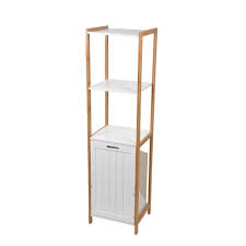 Cuisine meubles de salle de bain hauts et bas pas chers petit>. Meuble 3 Etageres Avec Panier A Linge Bambou Blanc Colonne Et Meuble De Rangement Salle De Bain Et Wc Meuble Gifi