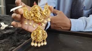 Light Weight Gold Temple Pendent Sets With Weight Price Order Online Pearl Jewellery Collection Gold Bridal Necklace Bridal Necklace Set