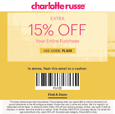 Pinned September 27th Extra 15 Off At Charlotterusse Or Online Via Promo Code Plaid Thecouponsapp Shopping Coupons Coupon Apps Promo Codes