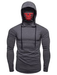 41 Off 2020 Autumn Men S Face Mask Hoodies In Dark Gray Dresslily