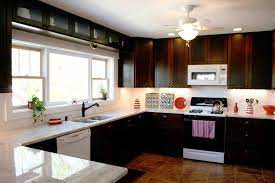 Countertop estimator · schedule an appointment · virtual kitchen Dark Brown Kitchen Cabinets With White Appliances Novocom Top