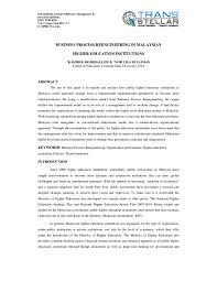 Pdf Business Process Reengineering In Malaysia Higher Learning Institutions Ijbmr Kahirol Mohd Salleh Kahirol Mohd Salleh Academia Edu