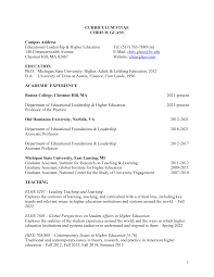 1 CURRICULUM VITAE CHRIS R. GLASS Campus Address Educational Leadership &  Higher Education Tel: (517) 763-7880 (m) 140 Com