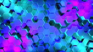 Tunnel background with blue glow. Abstract 3d Hexagon Digital Art Geometry Neon 4k Wallpaper Hdwallpaper Desktop Hexagon Wallpaper Hexagon Neon Wallpaper