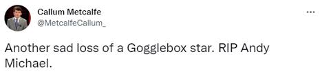 Gogglebox star andy michael has died after a short illness, his family confirmed in a statement today. Urb39cj31pa5gm