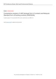 April 5, 2012 at 3:11 pm. Pdf Comparative Analysis Of Jkr Sarawak Form Of Contract And Malaysia Standard Form Of Building Contract Pwd203a